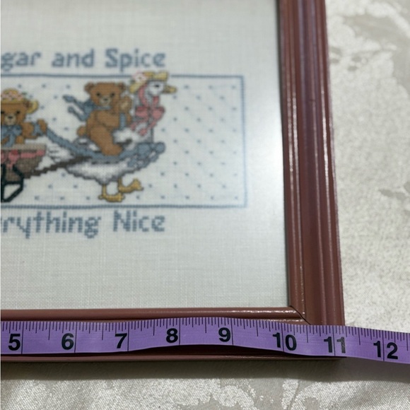 Vintage Charming Pink Framed Fiber Art - Picture 6 of 6